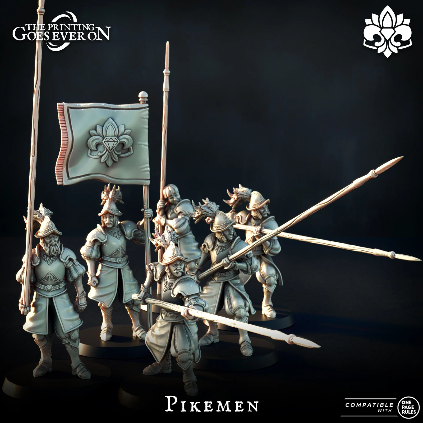 Pikemen Set - 28-32mm Domani Republic - Resin Tabletop Miniature