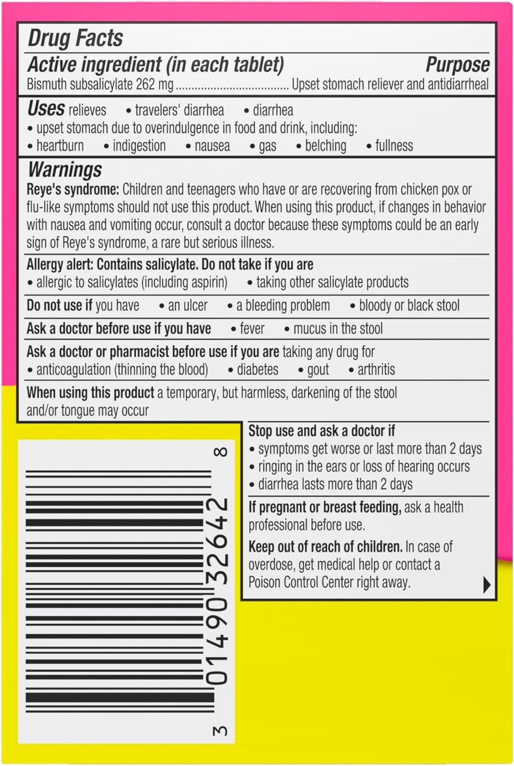 Pepto Bismol Chewable Tablets, Upset Stomach Relief, Nausea 48 Count