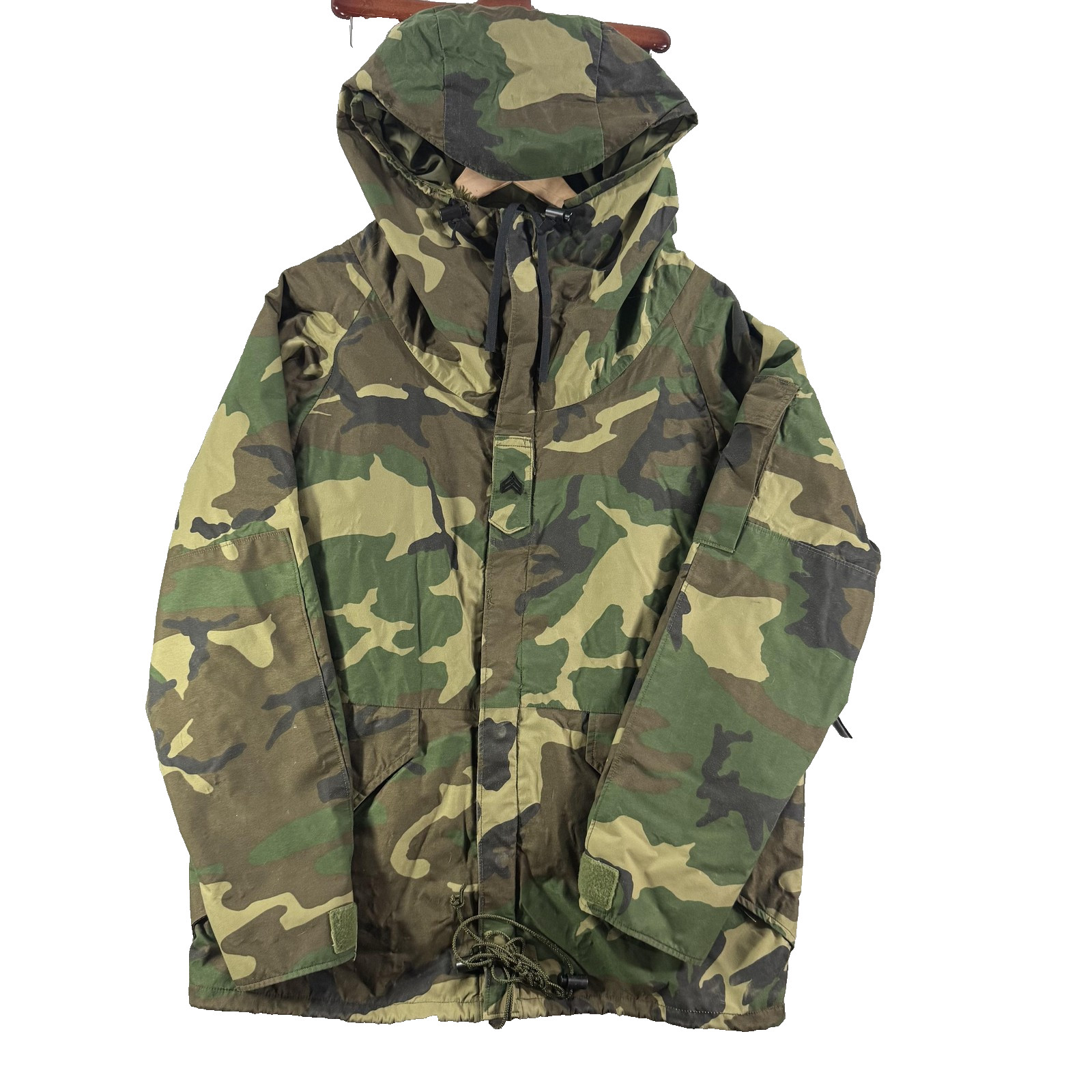 US Army Parka Jacket Mens Medium Camo Hooded Cold Weather Nylon Military
