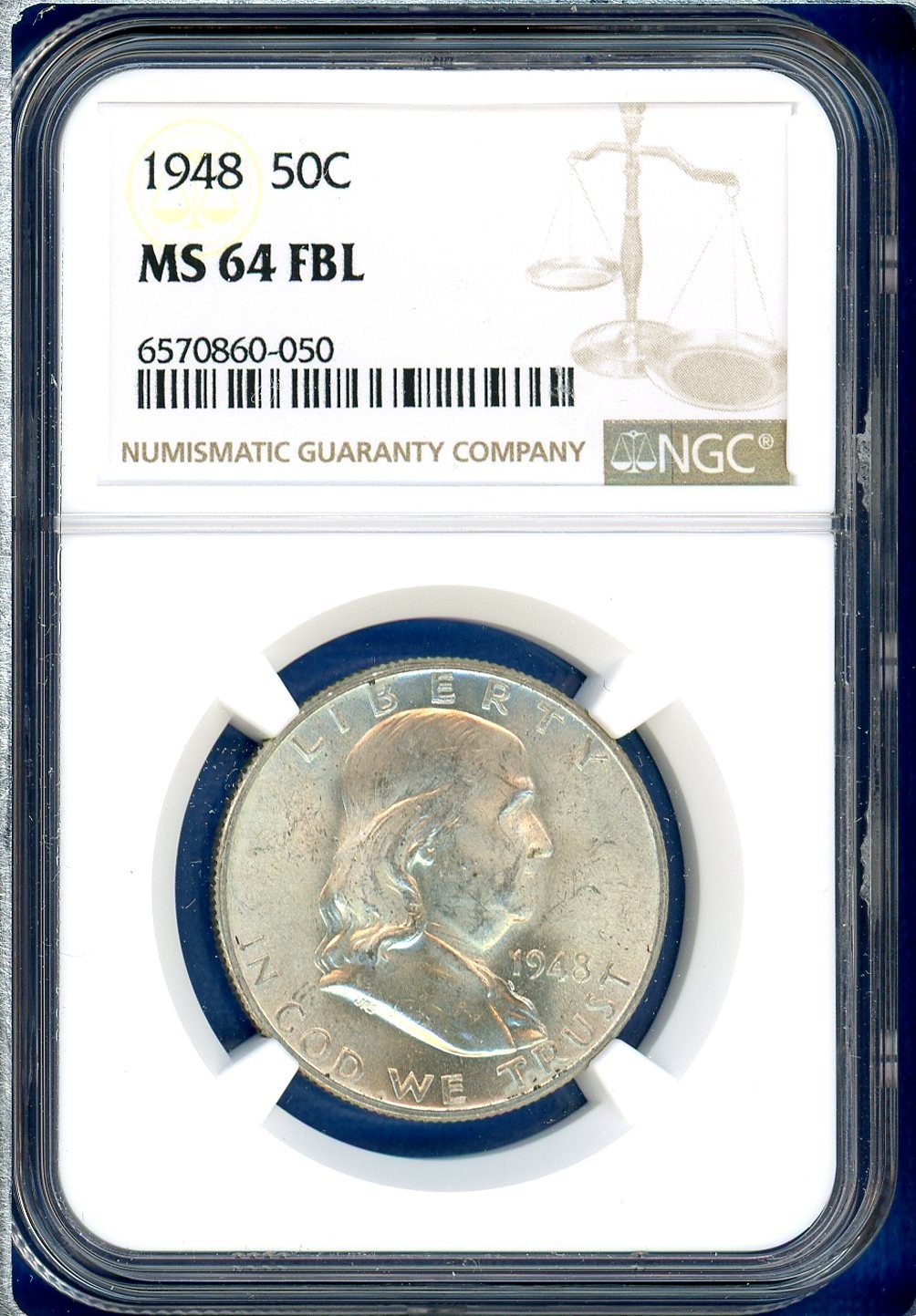 1948 P NGC MS64 FBL Franklin Silver Half Dollar US Mint Coin 1948-P MS-64 FBL