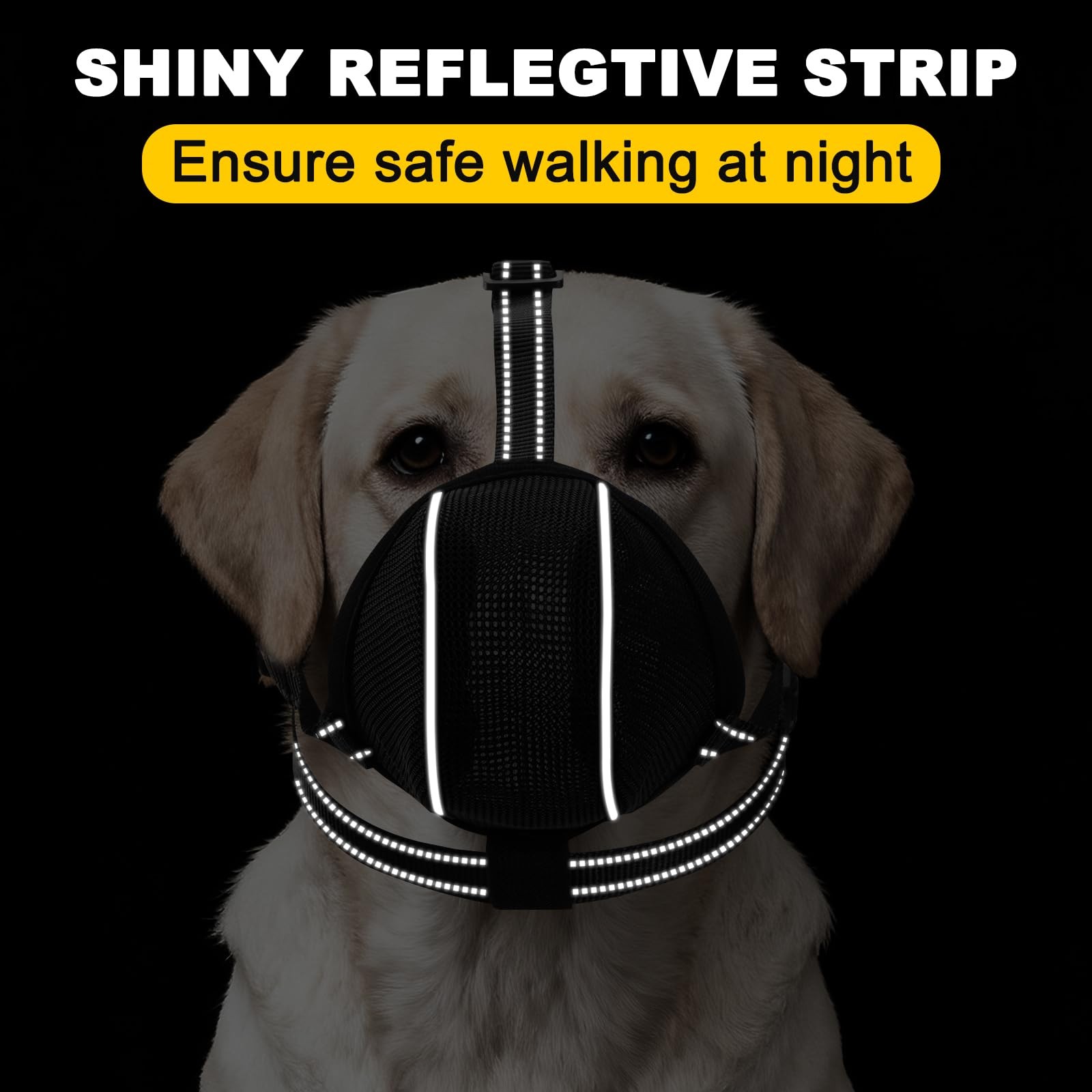 Dog Muzzle, Breathable Mesh Muzzle for Small Medium Large Sized M, Black