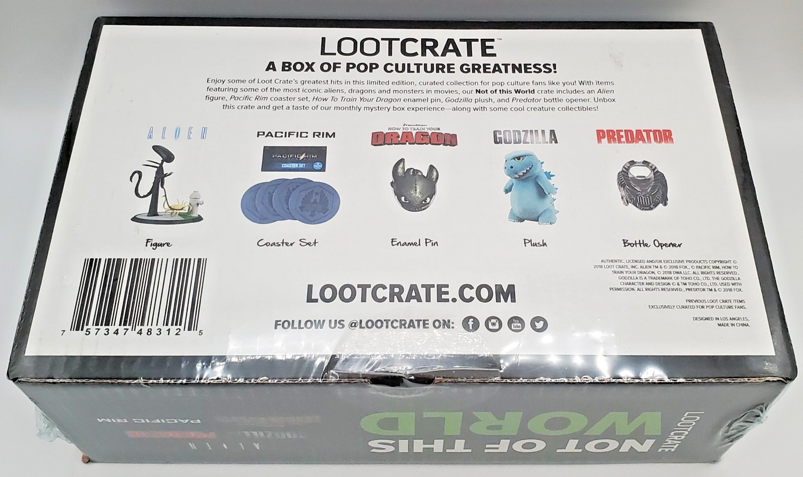 Lootcrate Not Of This World Alien Out For Walk Godzilla Predator Dragon Pacific