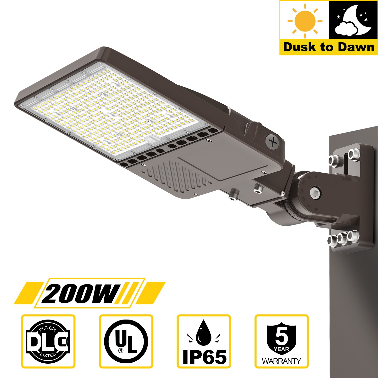 200W Dusk To Dawn LED Parking Lot Light Outdoor Street Shoebox Area Flood Lights
