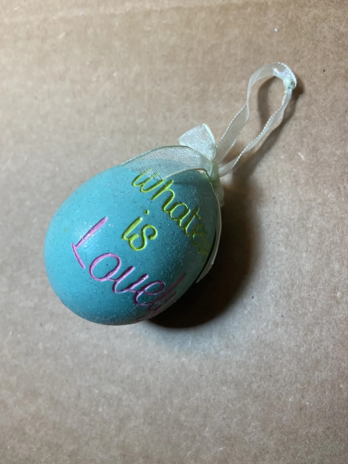 Whatever is Lovely Green Egg Ornament Easter Decoration