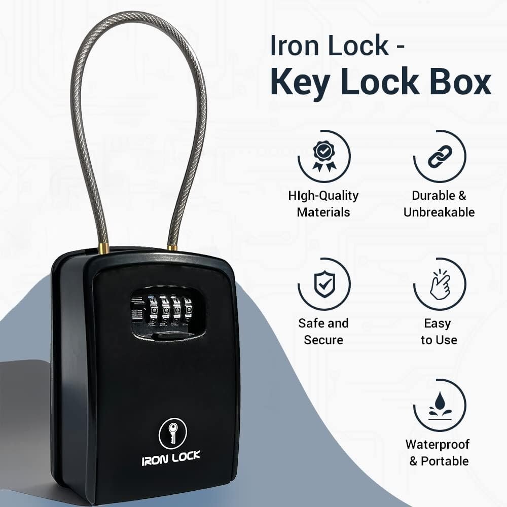 Versatile Key Storage Solution: Removable Cable Shackle Lockbox for All Settings