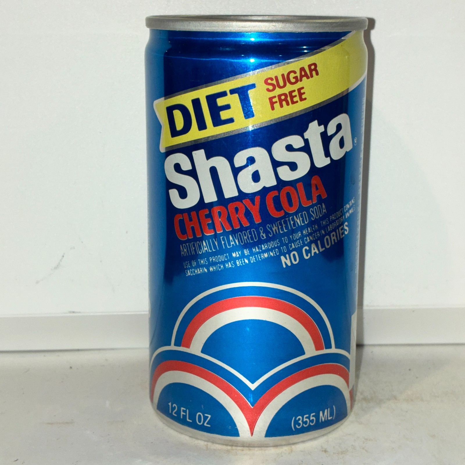 Shasta Diet Cherry Cola Soda can, aluminum, bottom opened