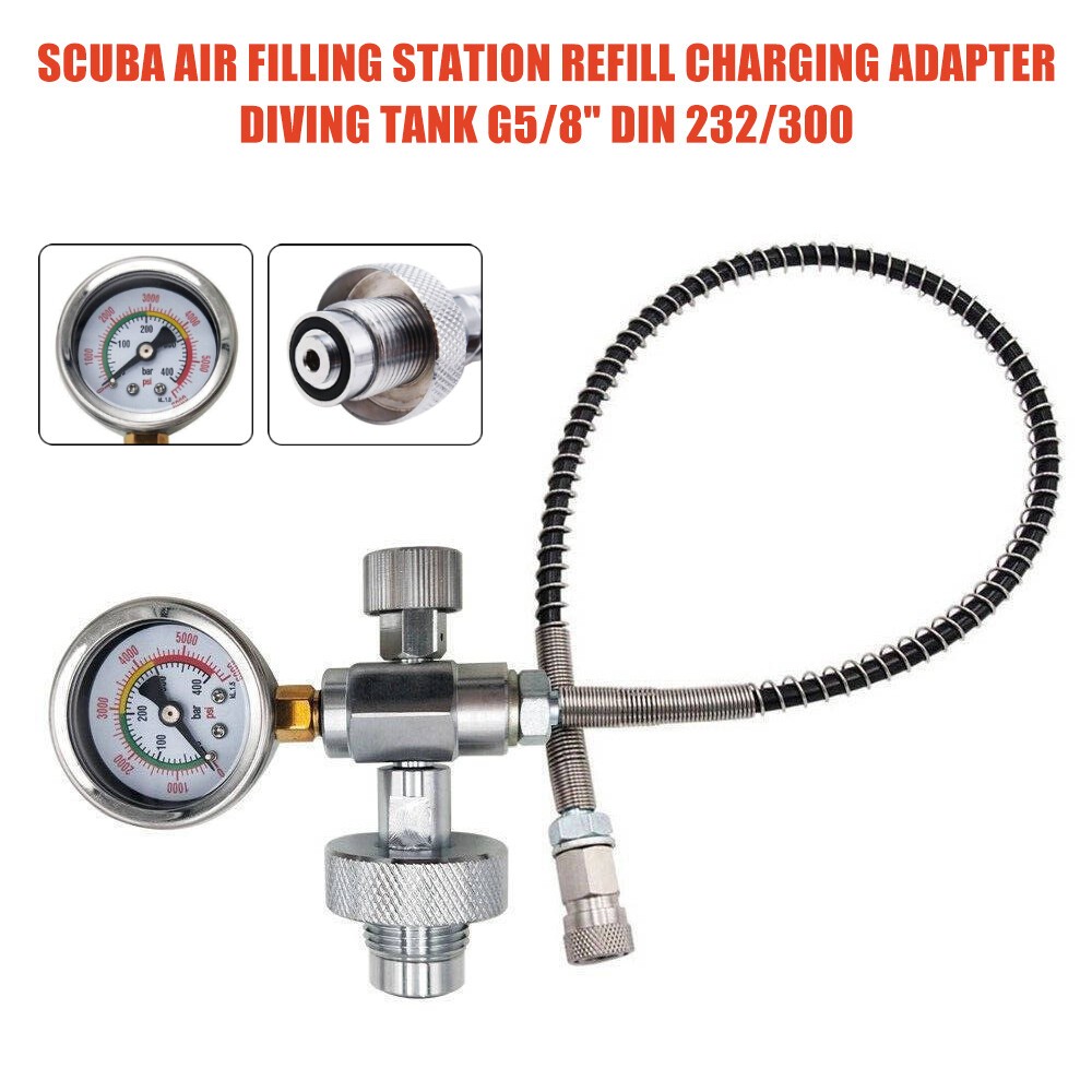 DIN 232/300 Bar Filling Station Charging Adapter Springs Hose 6000PSI with G5/8"
