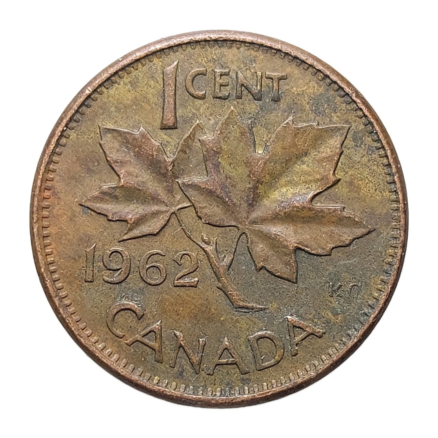 Canada 1 Cent 1962 – Elizabeth II Young Head – Maple Leaf – KM#49 Z2783