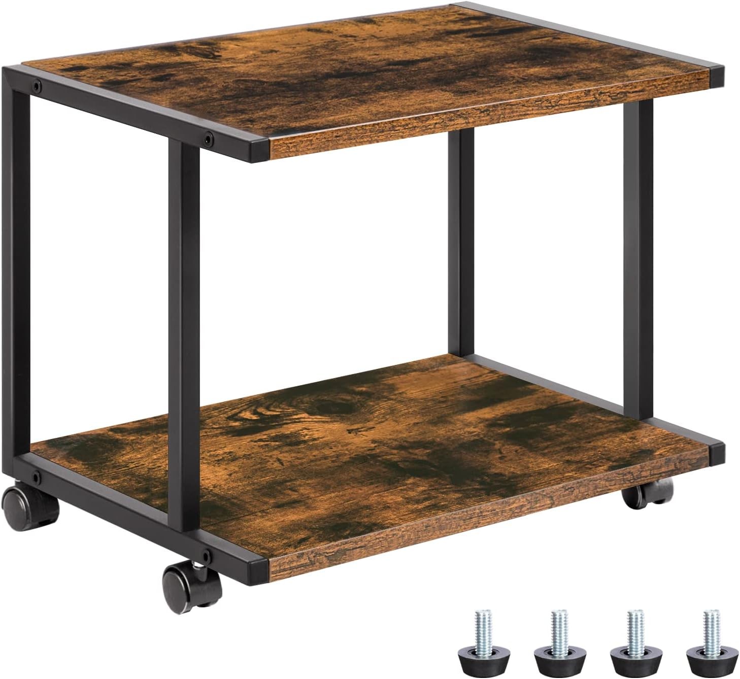 Under Desk Printer Stand 2-Tier Industrial Printer Cart W/ Storage Shelf Mobile