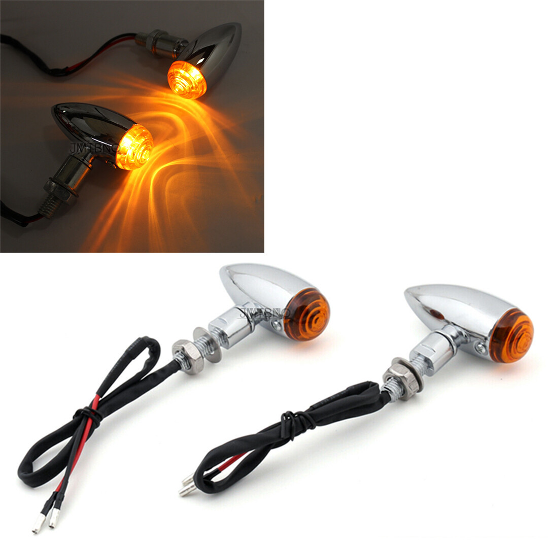 Chrome LED Bullet Turn Signal Blinker Lights For Yamaha Road Star XV 1600 1700