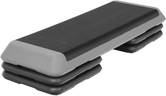2PCS 43'' Exercise Aerobic Step Platform Adjustable Fitness Stepper 4 Riser Grey