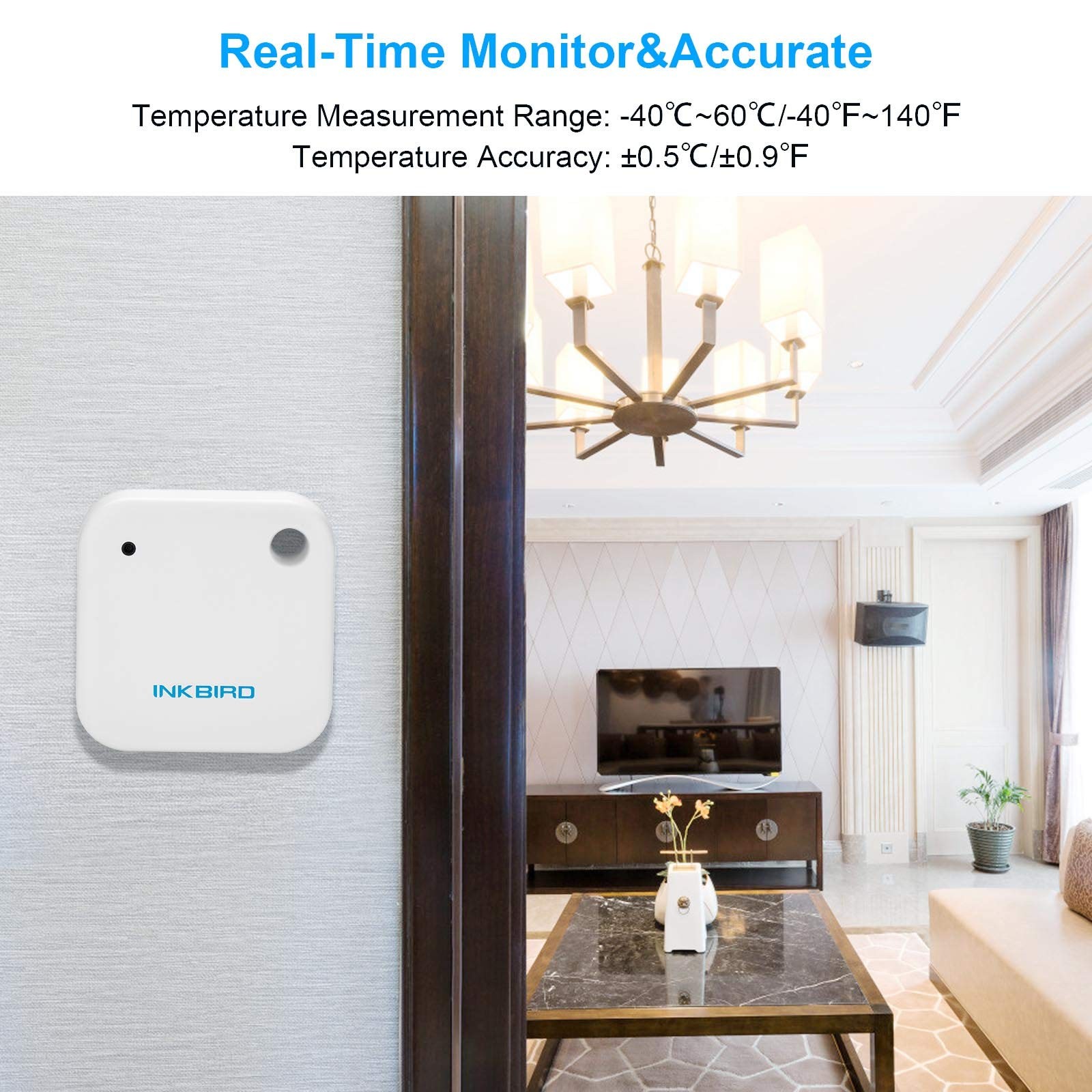 Inkbird Smart Thermometer, Freezer Wireless Temperature Sensor, White