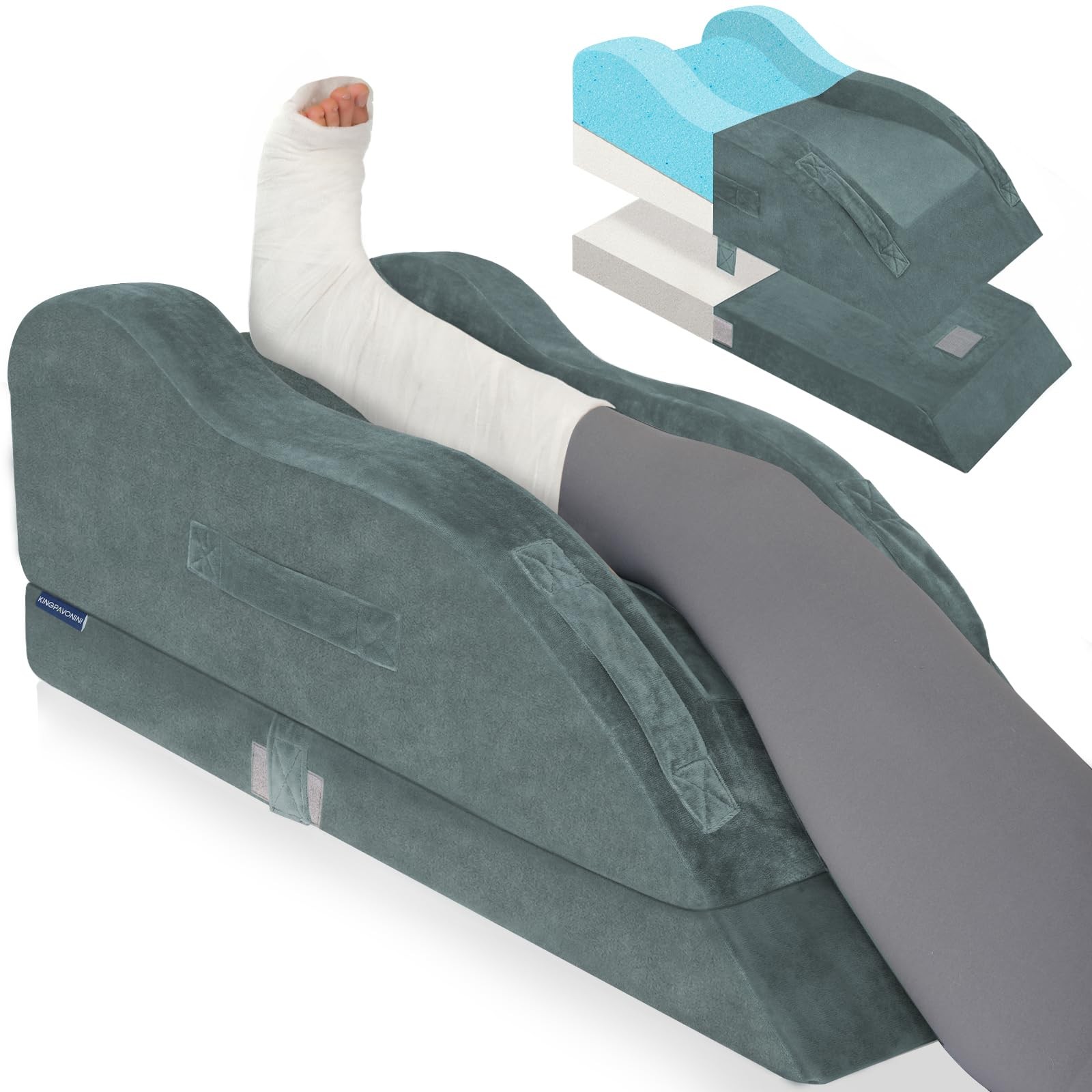 Adjustable Leg Elevation Pillows for After Surgery, Ergonomic Curve Keeps Kne...