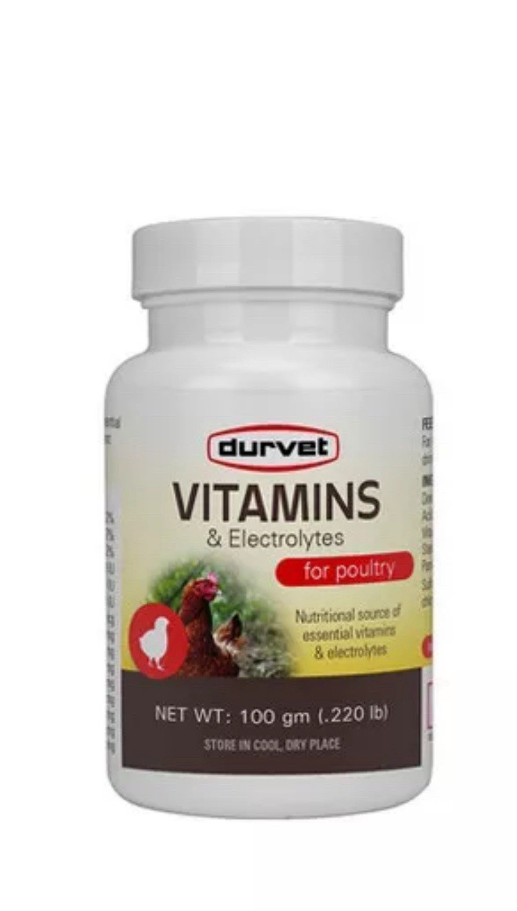 Durvet Vitamins & Electrolytes for Poultry 100 gm Water Soluble Premix