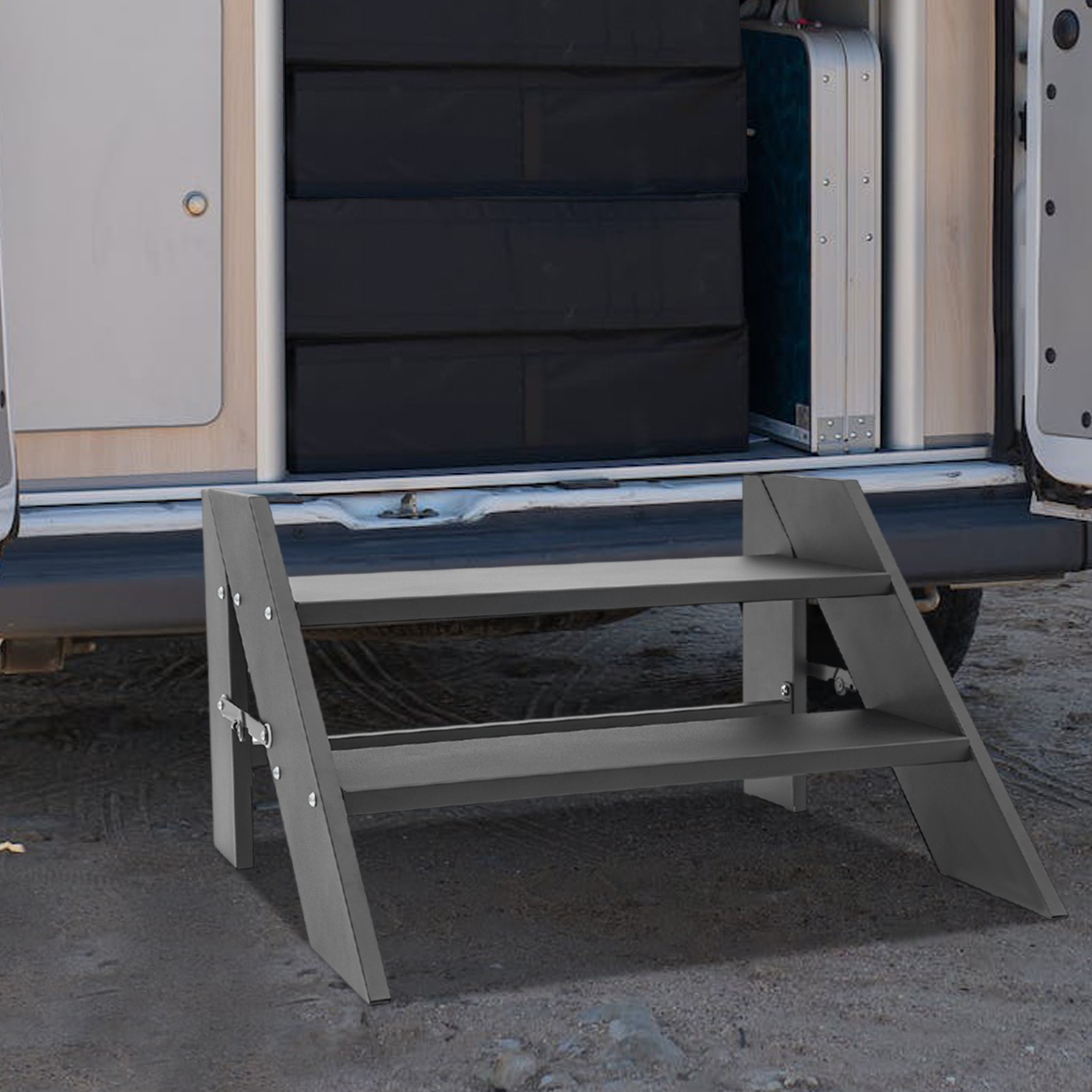 68.5*66*42cm Foldable Step Stool, 2 Step Folding RV Step Ladder, RV Step Stool