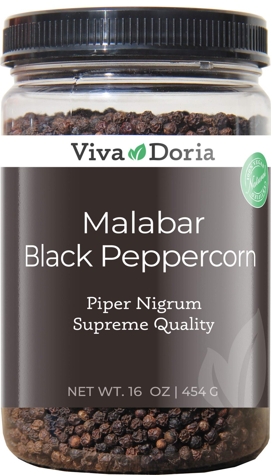 Viva Doria Malabar Peppercorn, Whole Black Pepper, 1 Pound (Pack of 1)