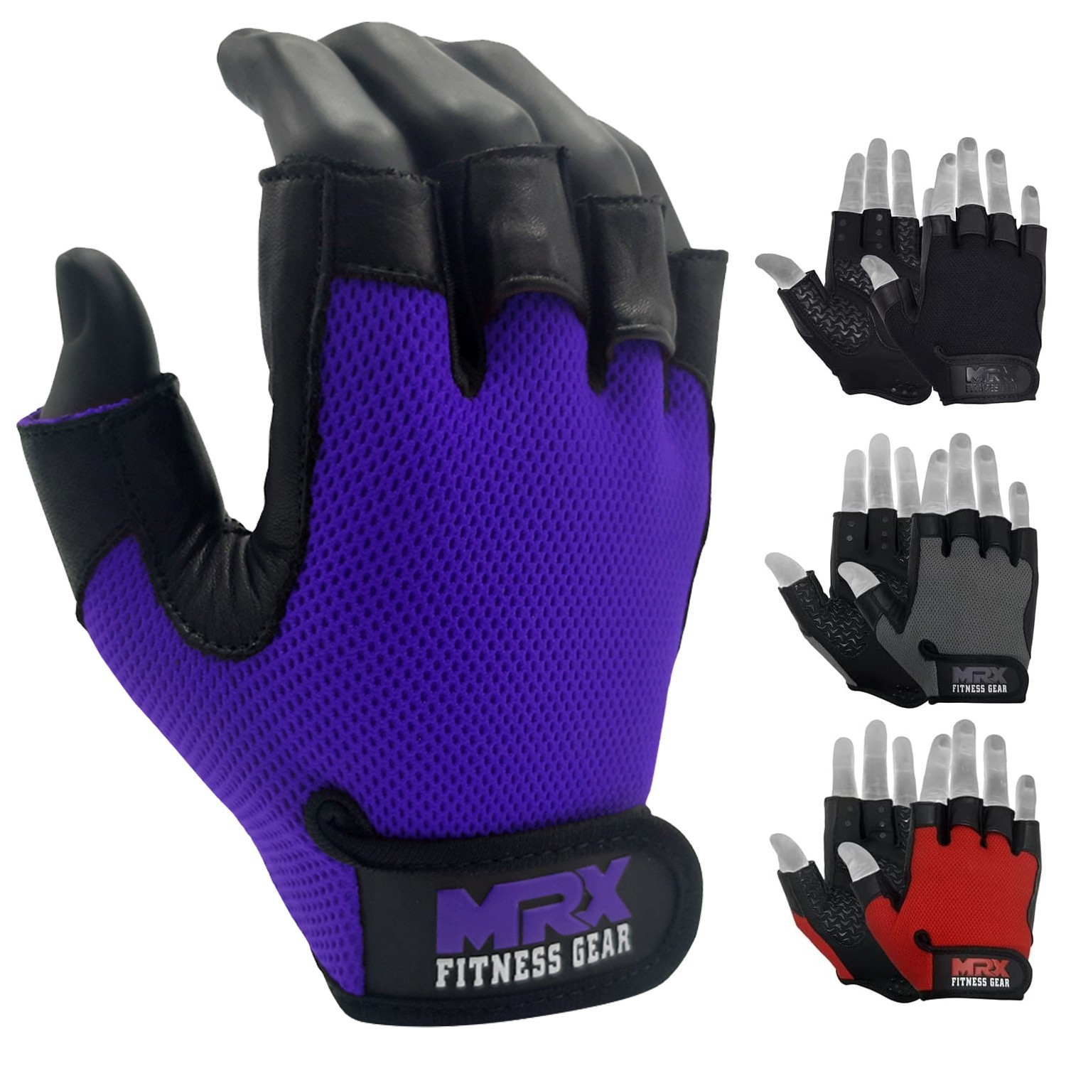 Unisex Half Finger Leather Weightlifting Gloves Gym Palm Grip Exercise Fitness