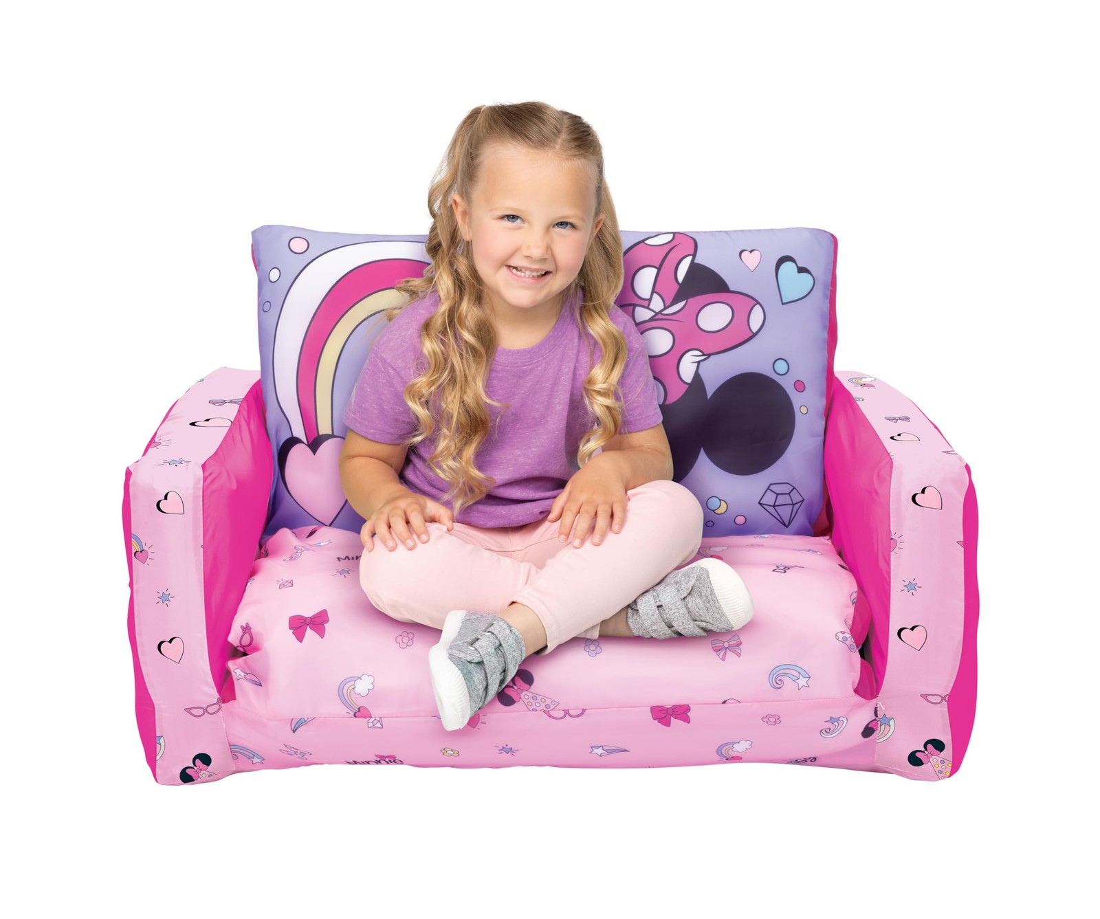 Mouse Inflatable Sofa Bed for Kids – 2-in-1 Flip Open Couch to Lounger & Nap ...