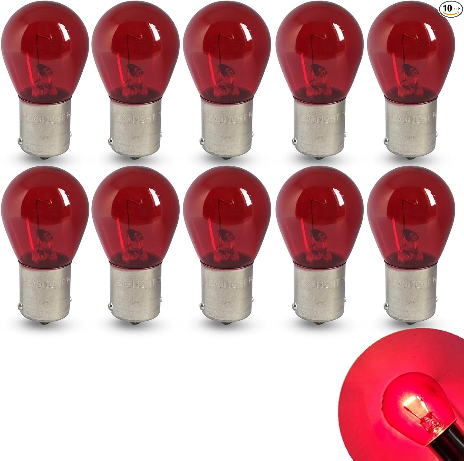 10 PCS Car 1156 Turn Signal Light, P21W 1141 S25 High Brightness St Color: Red