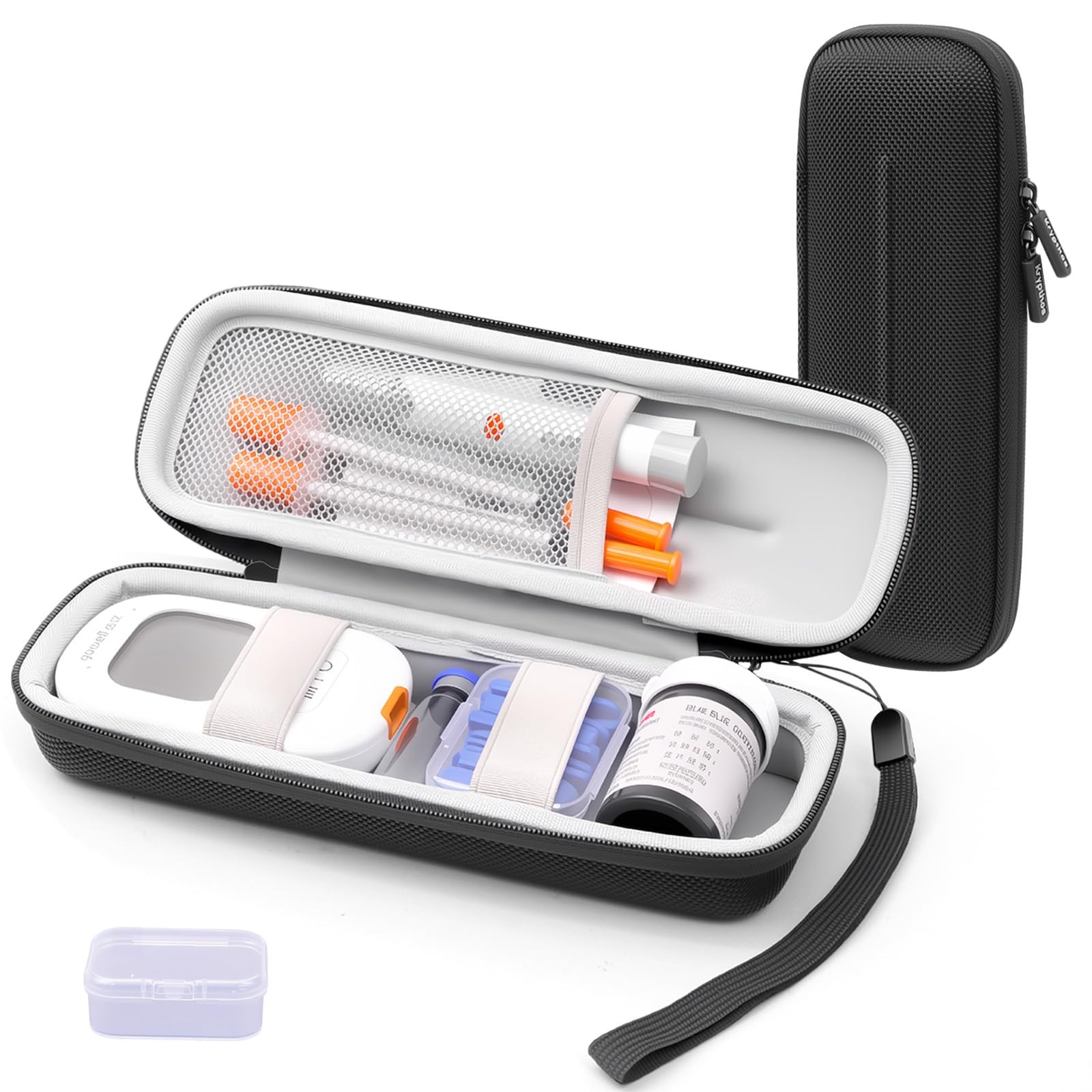 Diabetes Supply Case, Hard Travel Carrying Case for Blood Glucose Meter, Insu...