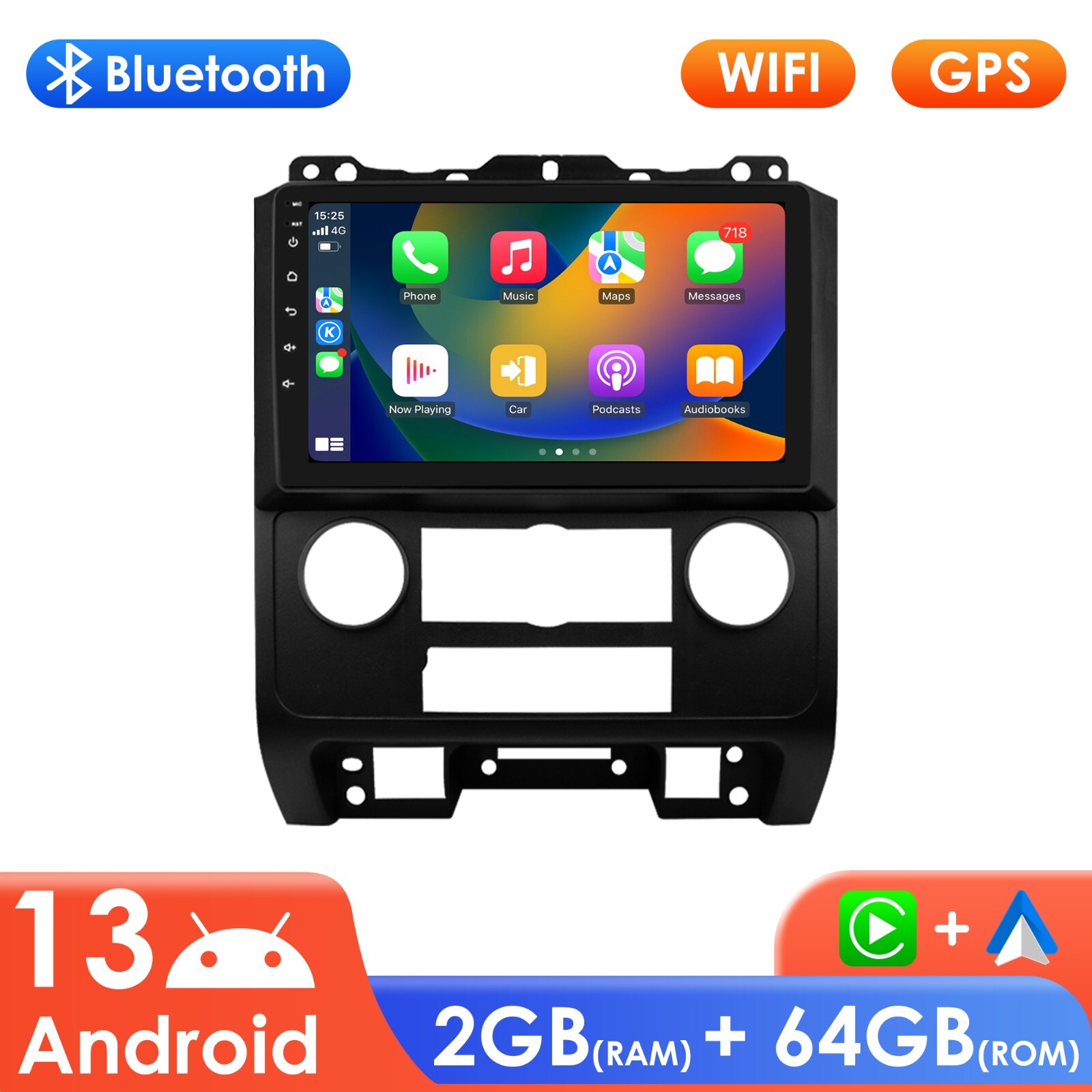 For Ford Escape 2007-2012 Android 14 CarPlay 2+64GB Car GPS Navi Stereo Radio BT