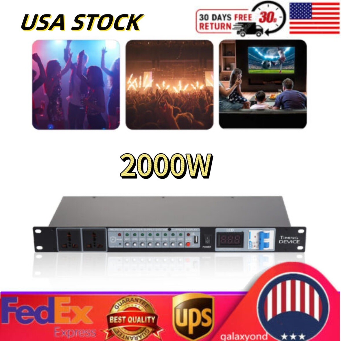 Professional Audio Power Conditioner Digital Voltmeter USB Surge Protector 2000W