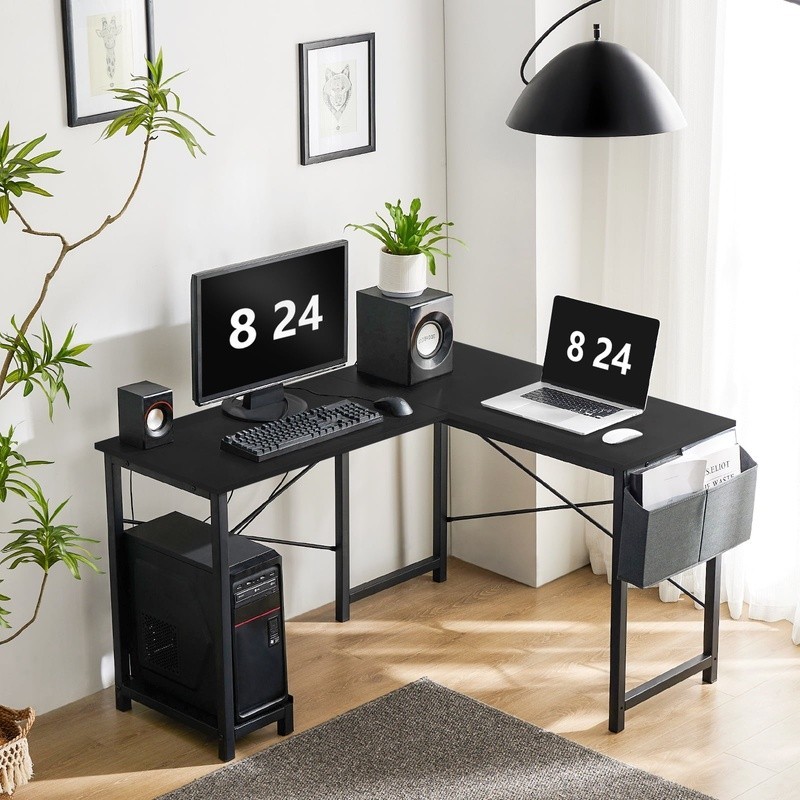 L Shaped Computer Desk W/ Storage Bag & CPU Stand Home Office Workstation New