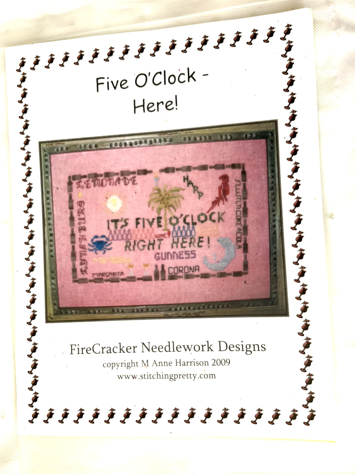 Five O'clock Right Here by Firecracker Needlework Designs Cross Stitch Pattern
