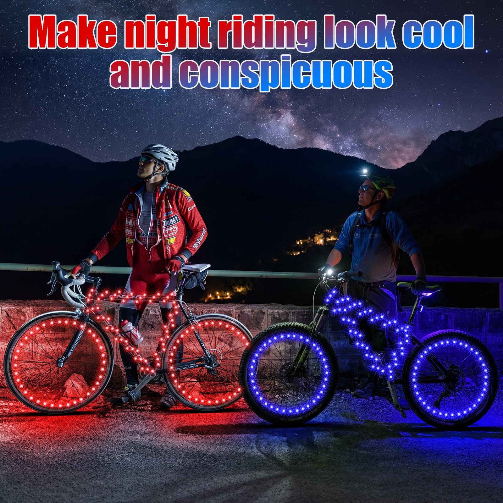 Set of 2 LED Bike Wheel Lights Bright Bicycle Spoke Frame Lights Cycling Deco...