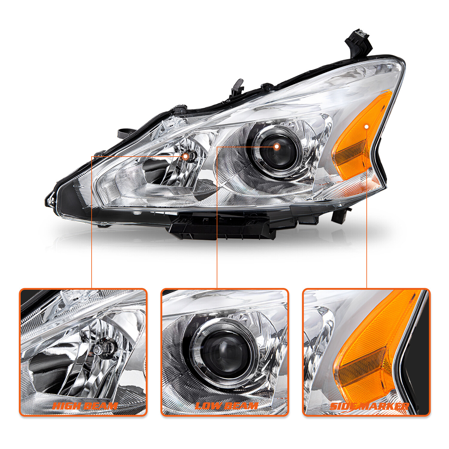For 2013 2014 2015 Nissan Altima Sedan Halogen Projector Left Driver Headlight