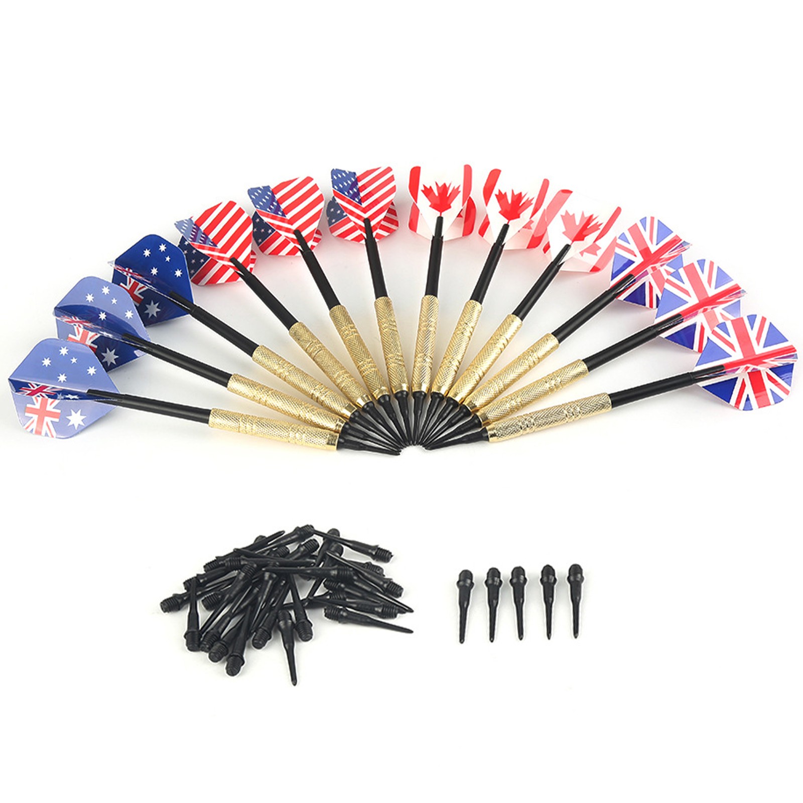 12Pack Dart With National Flag Flights For Electronic Dartboard With 36 Soft Tip