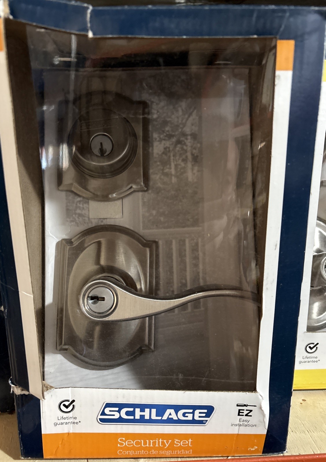 Schlage Accent Satin Nickel Deadbolt Keyed Entry Door Combo Pack Camelot Trim