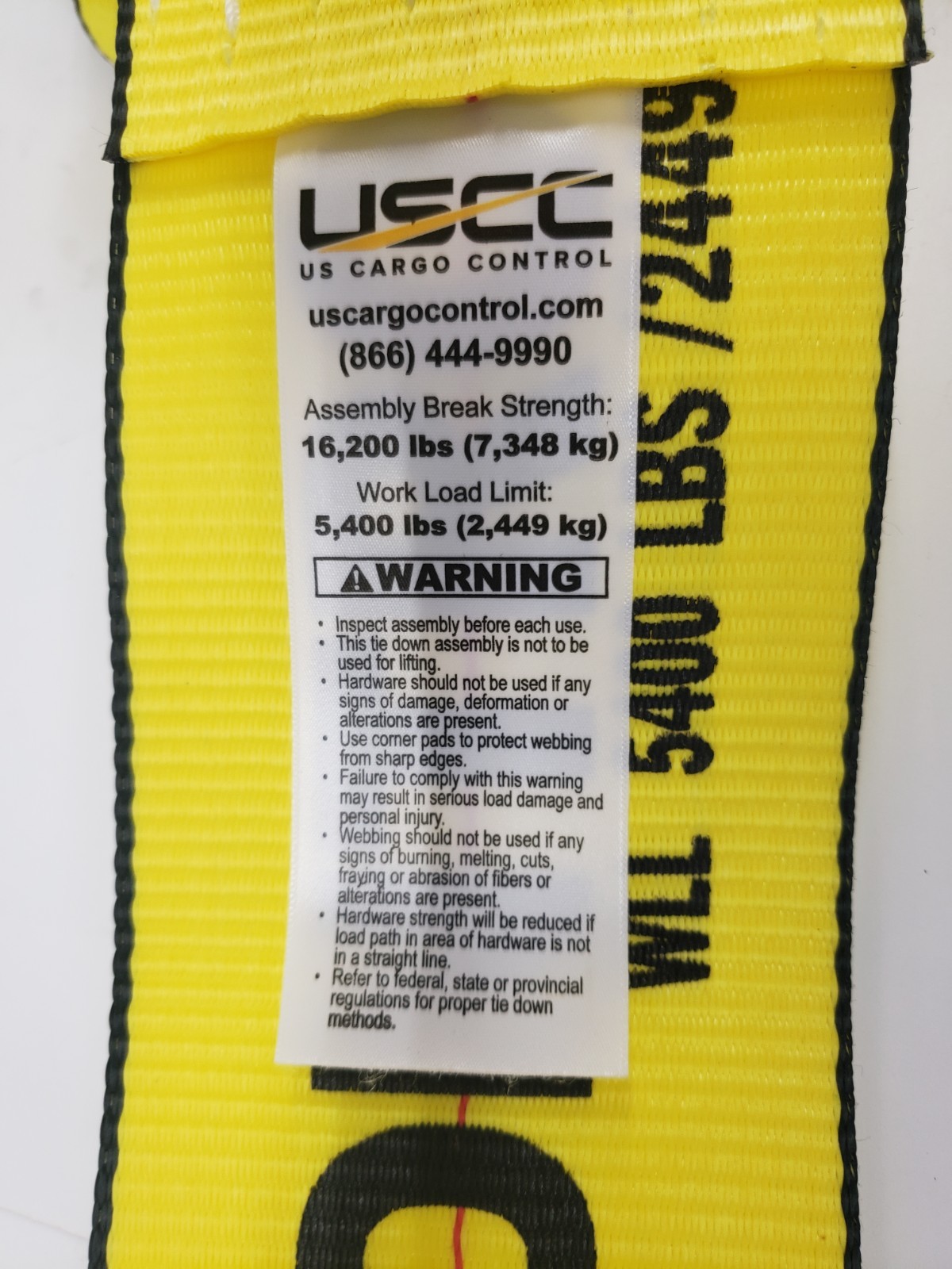 Qty/2 U.S. Cargo Control CUS-410DR4-Y 4" x 10' Cargo Strap w/ D Ring - Yellow
