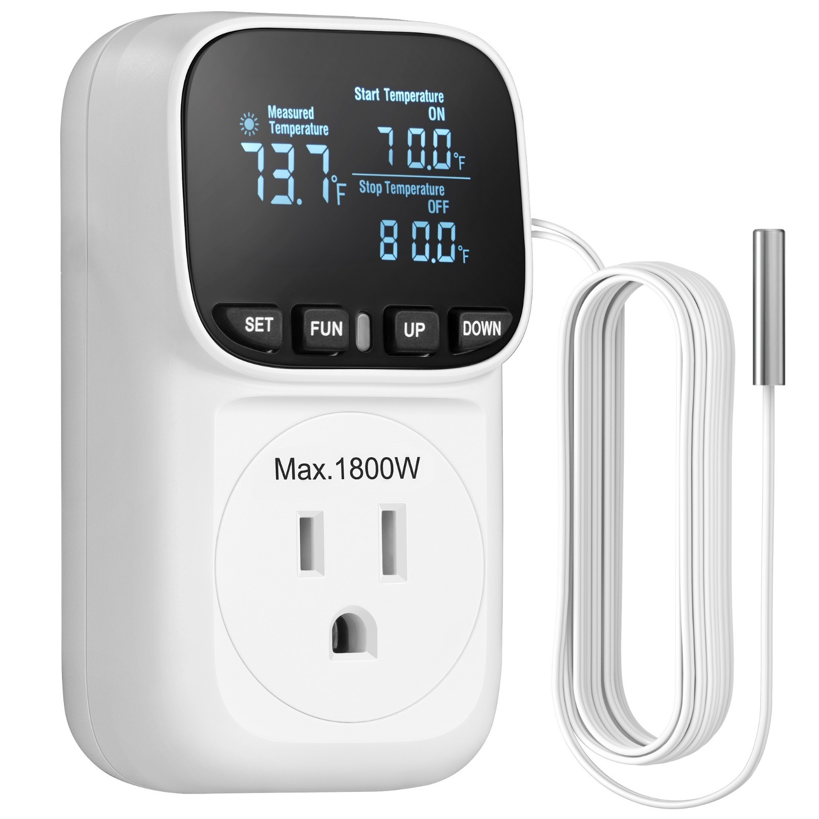 Digital Temperature Controller, Heavy Duty 15A/1800W Thermostat Outlet Plug, VA