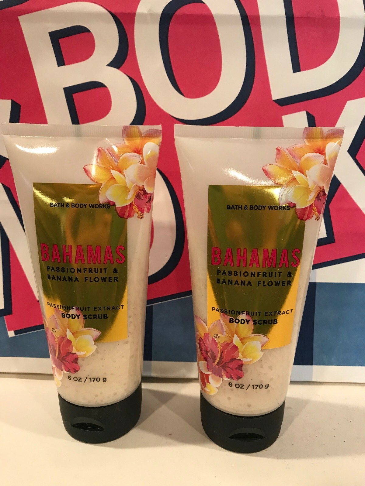 Bath & Body Works BAHAMAS PASSIONFRUIT BANANA FLOWER Body Scrub Lot of 2 NEW
