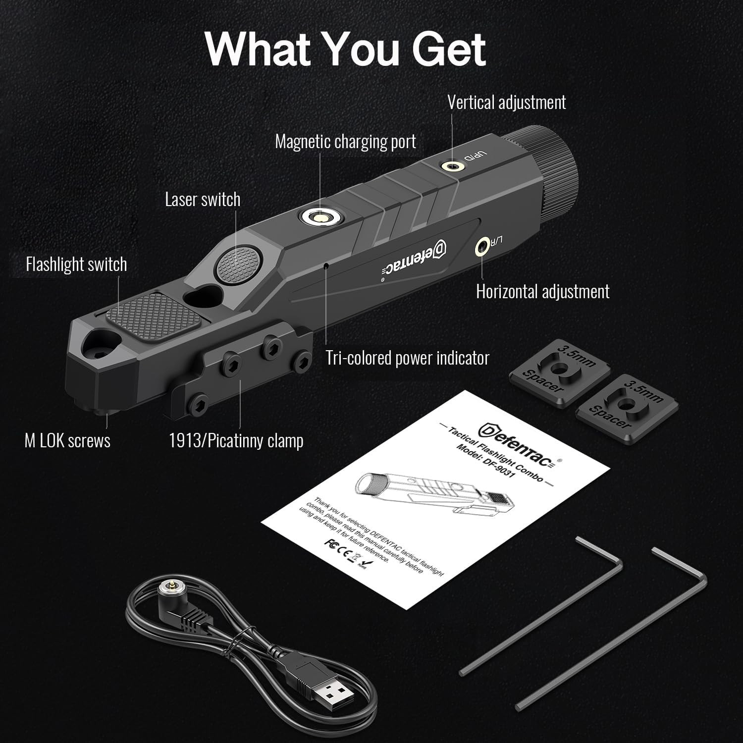 1600 Lumens Green Laser Light Combo Is Compatible with Mlok/Picatinny Rail for R