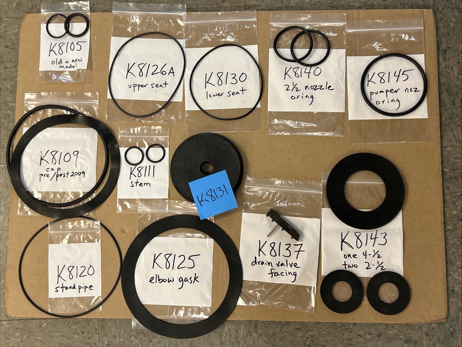 KENNEDY K81 GUARDIAN FIRE HYDRANT RUBBER ORING GASKET KIT, PARTS for 5-1/4” MVO