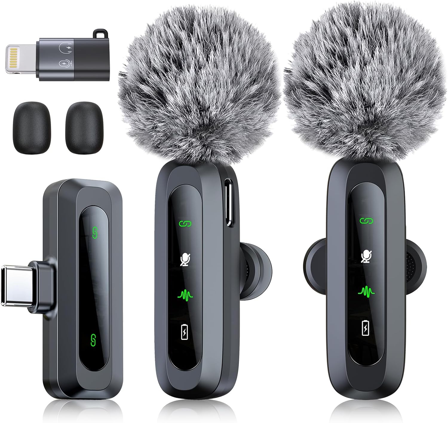 RICCHI Wireless Microphone for iPhone/iPad/Android Phone, 2 Pack Mini Microphone