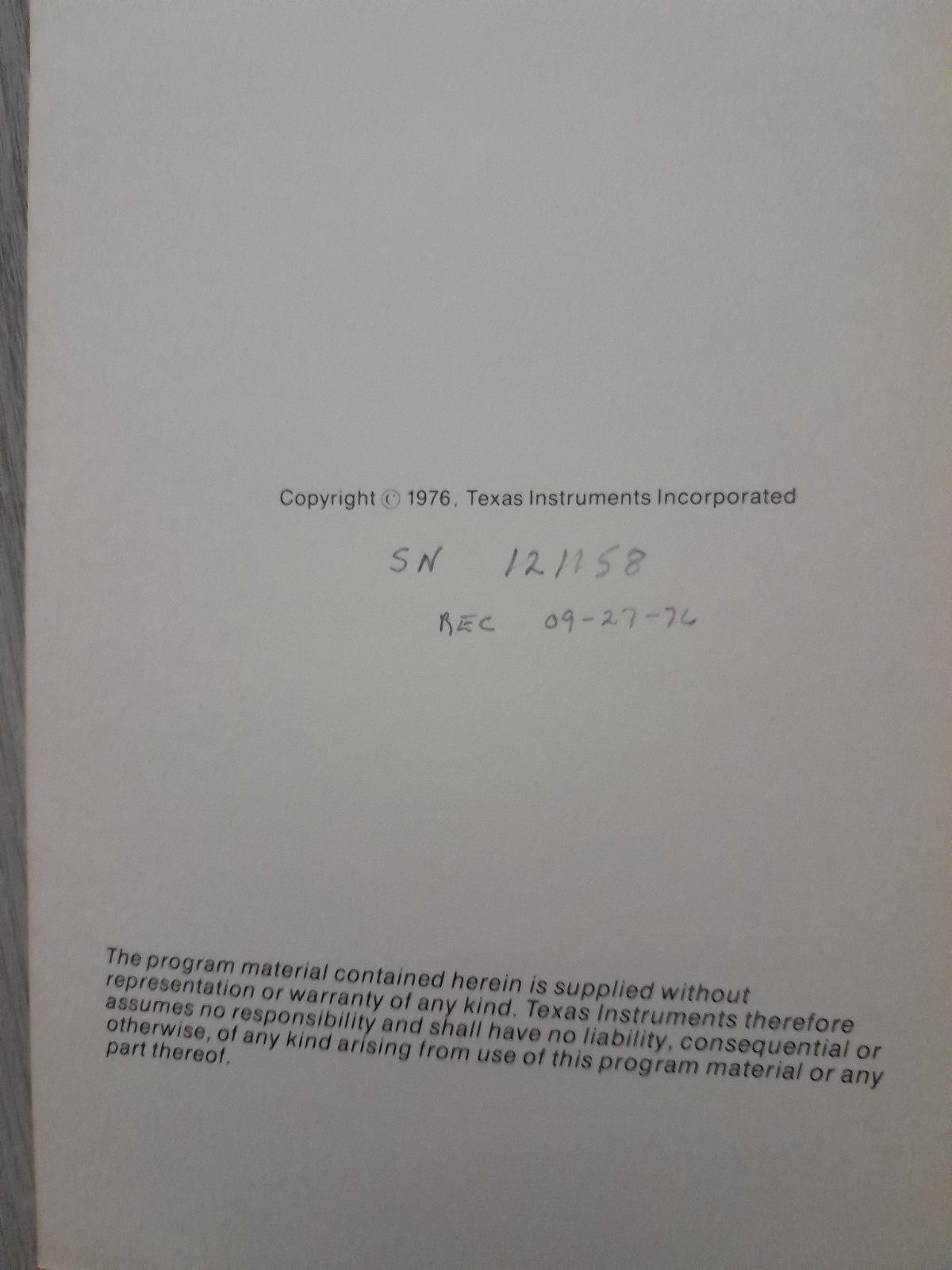 1976 Texas Instruments TI SR-56 Applications Library Program Book