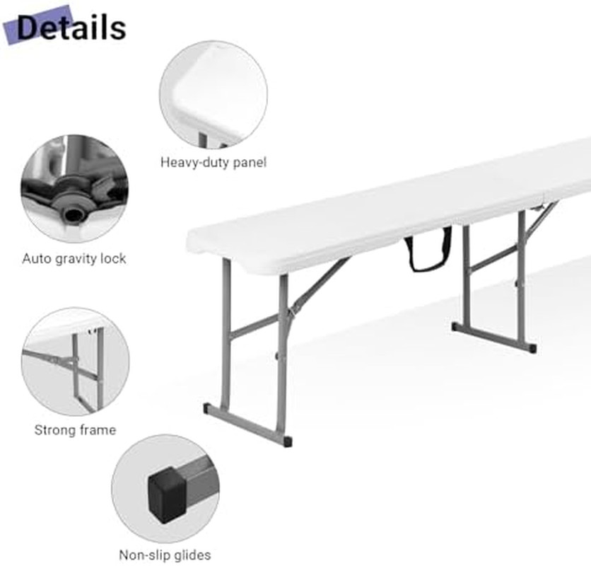 6FT Folding Table 1 Pack 6FT Folding Bench Seat 2 Pack
