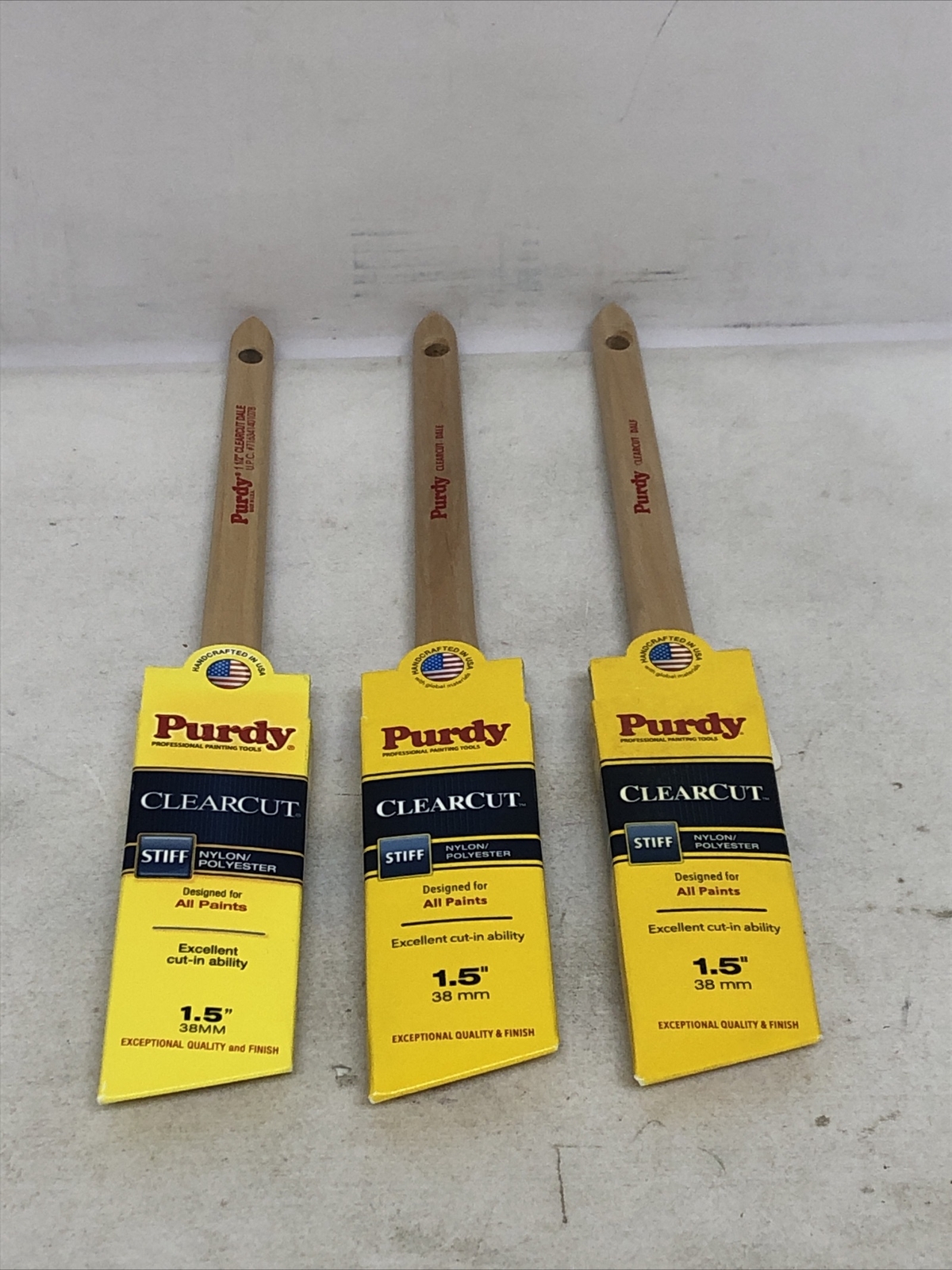 Lot Of (3) Purdy Clearcut 1-1/2 in. W Angle  Nylon Polyester  Trim Paint Brush