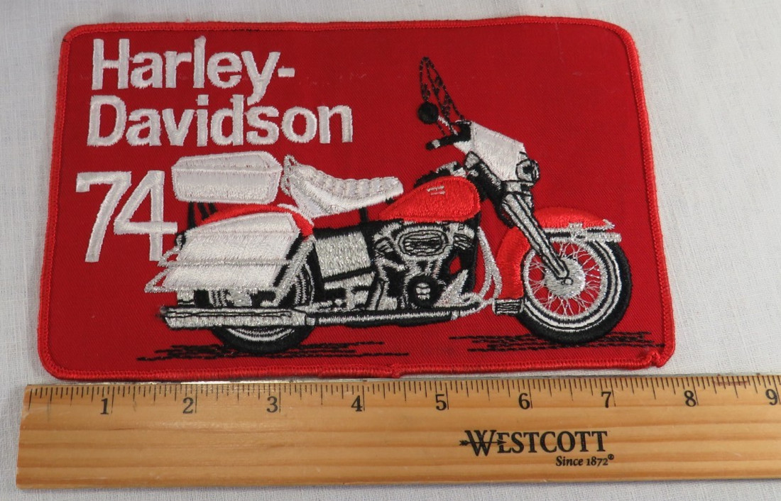 HARLEY DAVIDSON PATCH RED & WHITE & SILVER 8" X 4 3/4" ELECTRAGLIDE AMF 74