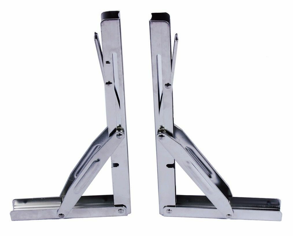 2X 12"Folding Table Shelf Brackets Bench Stainless Steel Brackets Max.Load 250KG