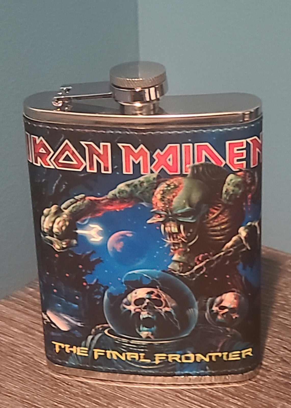 Iron Maiden: Writing on the Wall 8 oz flask custom made NEW