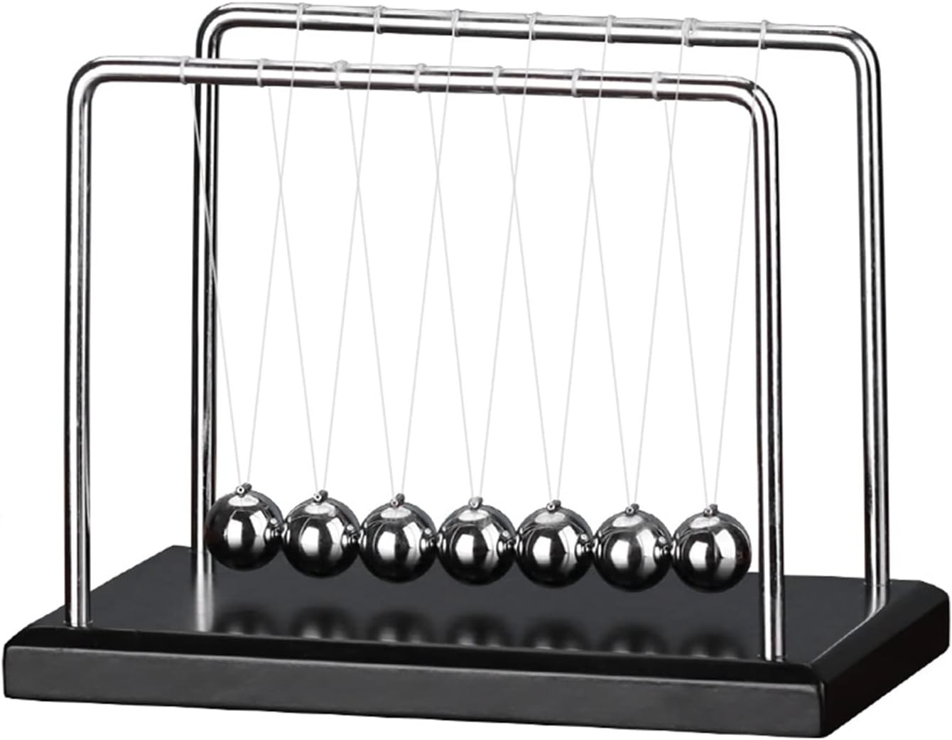 Newtons Cradle Pendulum with 7Balls 50+ Sec Swingtime Glass Base Balance Ball
