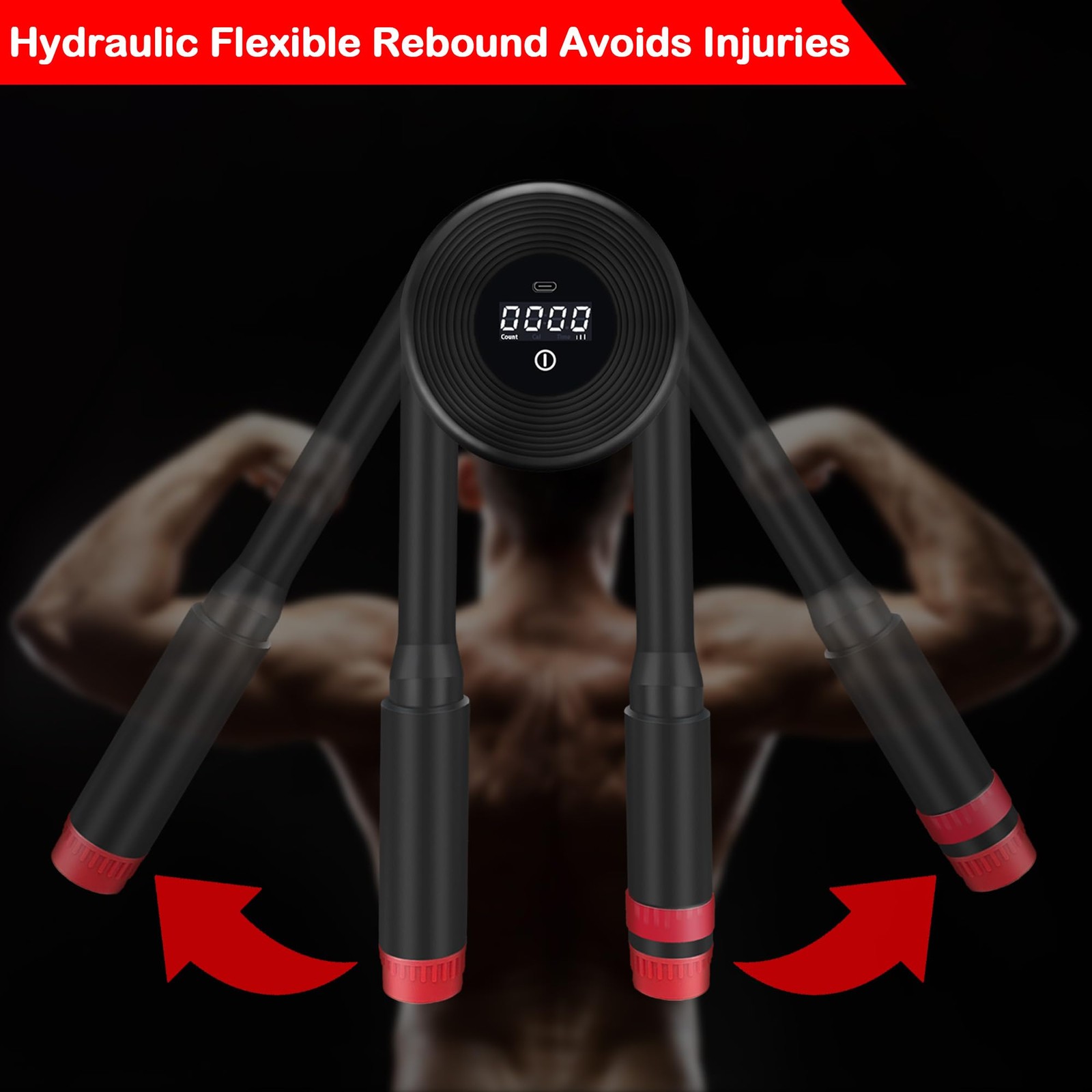 Hydraulic Arm Exerciser 22–440LBS with LED Display – Adjustable Power Chest W...