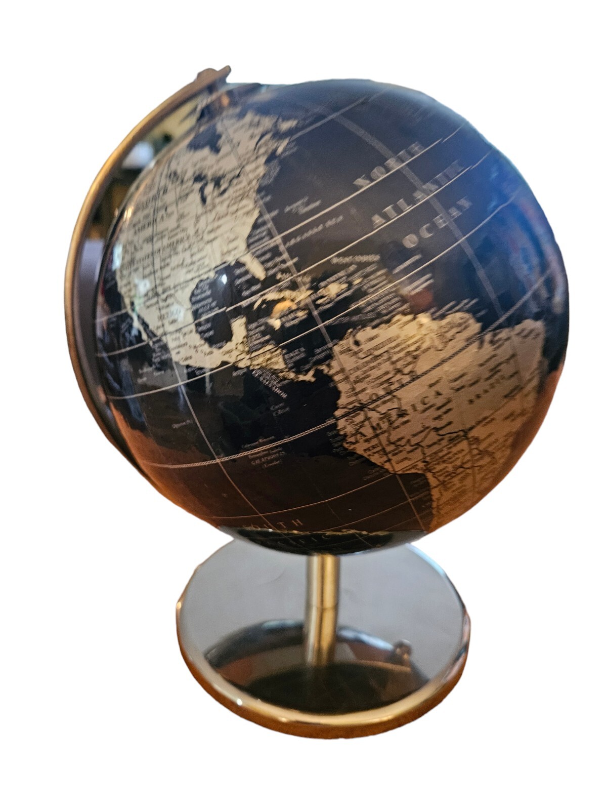 Full Circle Vision Desktop World Globe 8"  Full Height 11" Chrome Base Decor