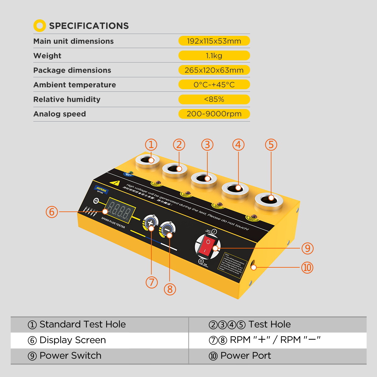 Car Spark Plug Tester 5 Holes Automotive Engine Ignition Plug Detector Analyzer
