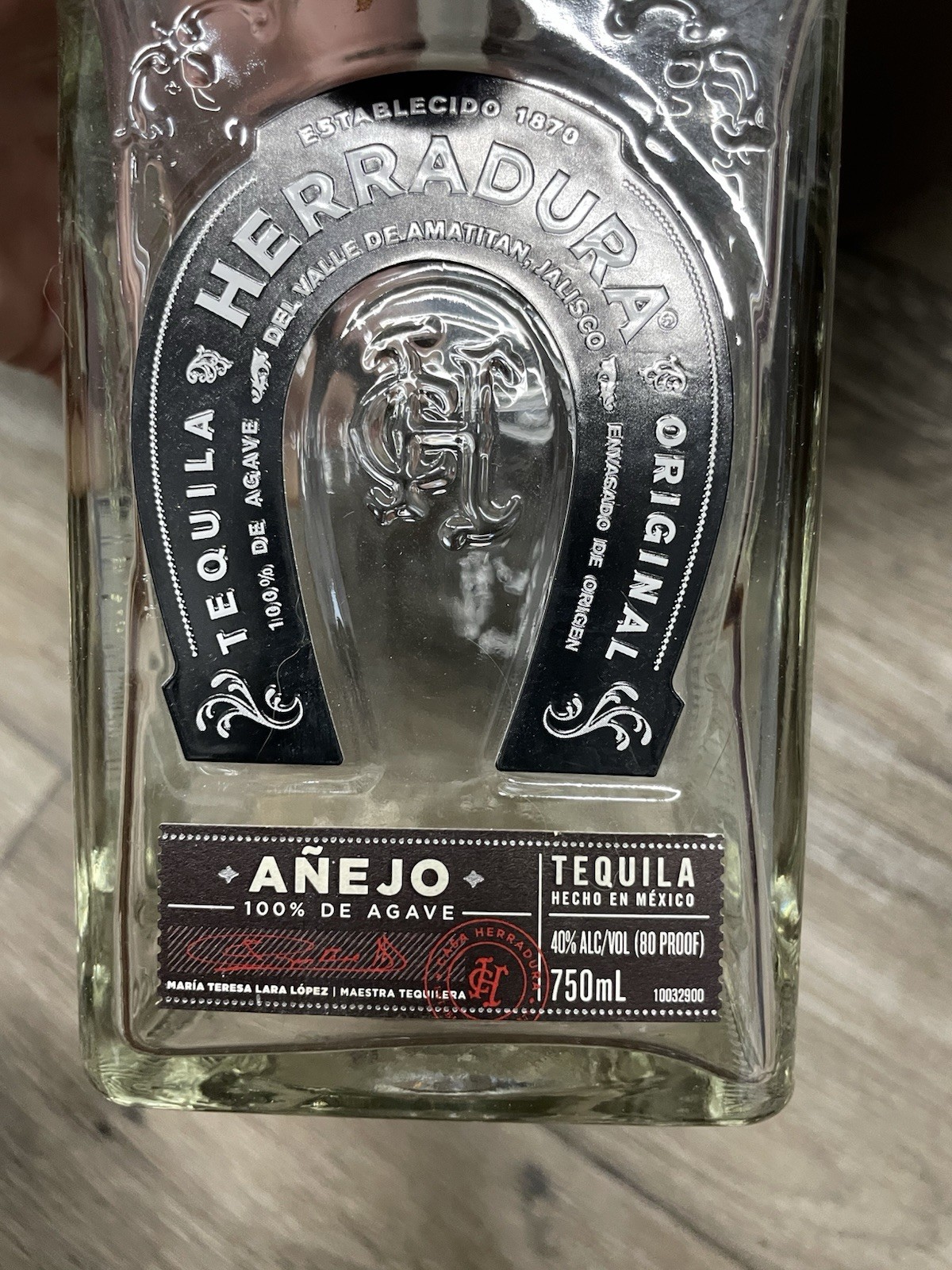 Añejo Herradura Clear EMPTY 750mL Bottle For Craft Or Decor