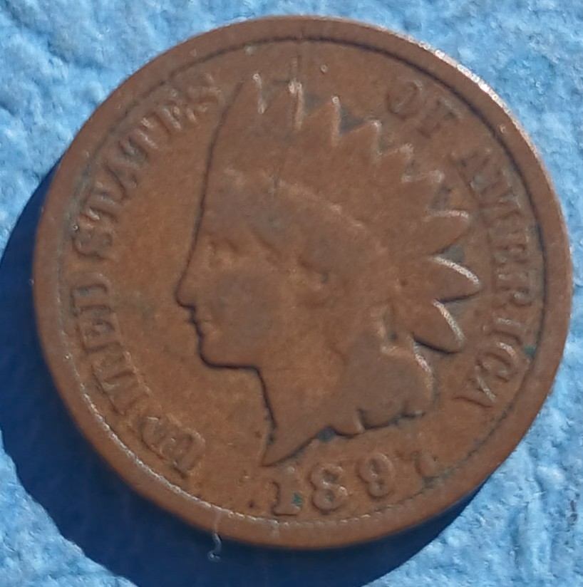 1897 Circulated Indian Head Cent Penny, Free Shipping.